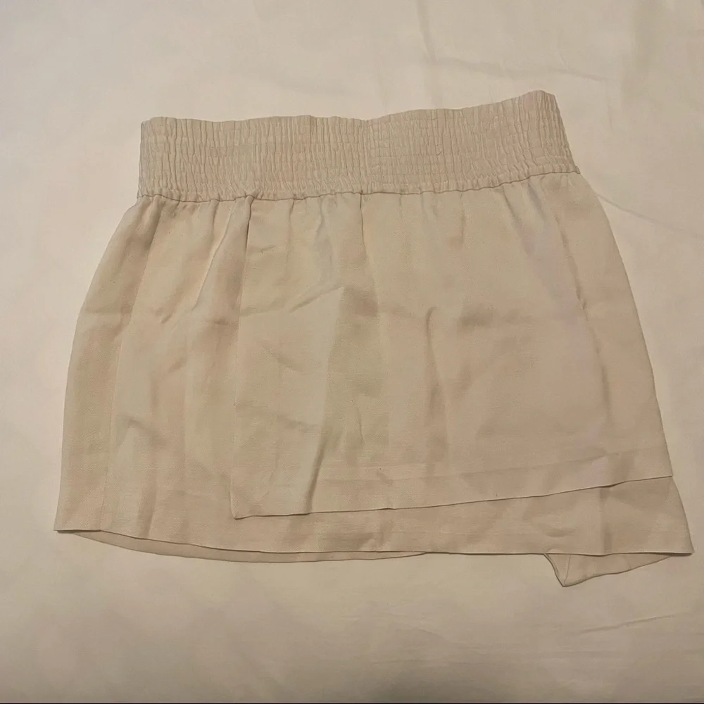 Acne Studios Asymmetrical Linen Cream Mini Skirt
